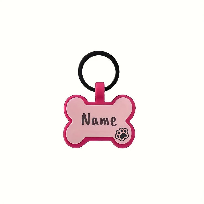 TEMU 1 Personalized Double-sided Custom -shaped Dog Tag With Name And Phone Number, Sliding Bone Id Pendant For Collar, Safe & Stylish Paw Print