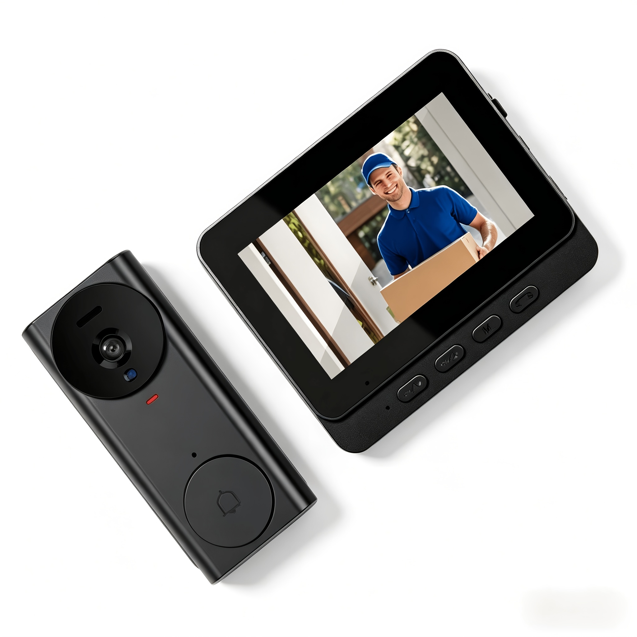 Image of 4. 3" Display Screen Video Doorbell Camera With Video Audio, Rf Security, Night Vision, Perfect For Home & Commercial Use, Commercial, No Subscription, , No Wifi