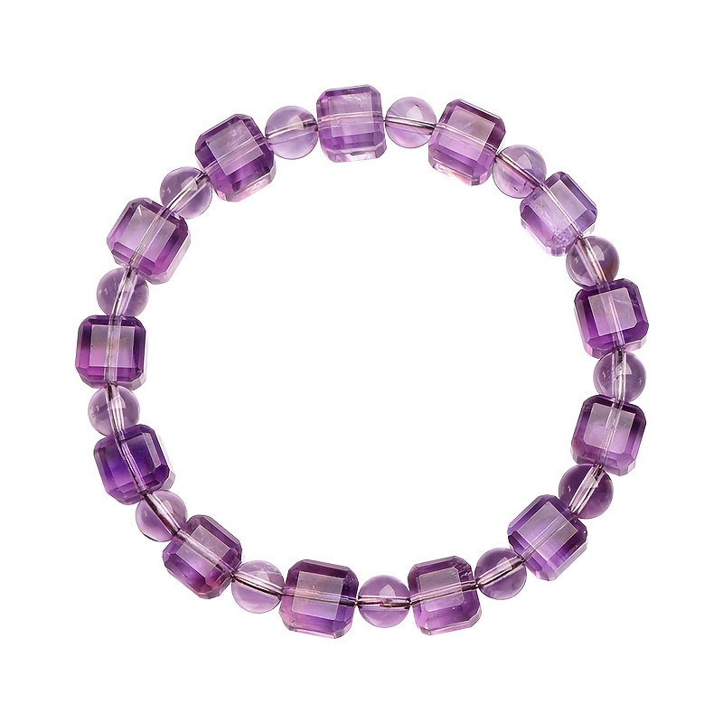 Natural Amethyst Cubic Sugar Beaded Bracelet, Elegant Gift