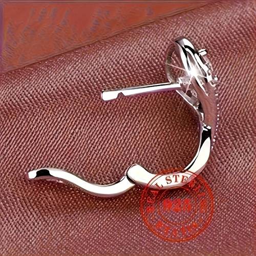 2pcs s925 sterling silver simple zirconia round ring earrings daily casual jewelry womens gift