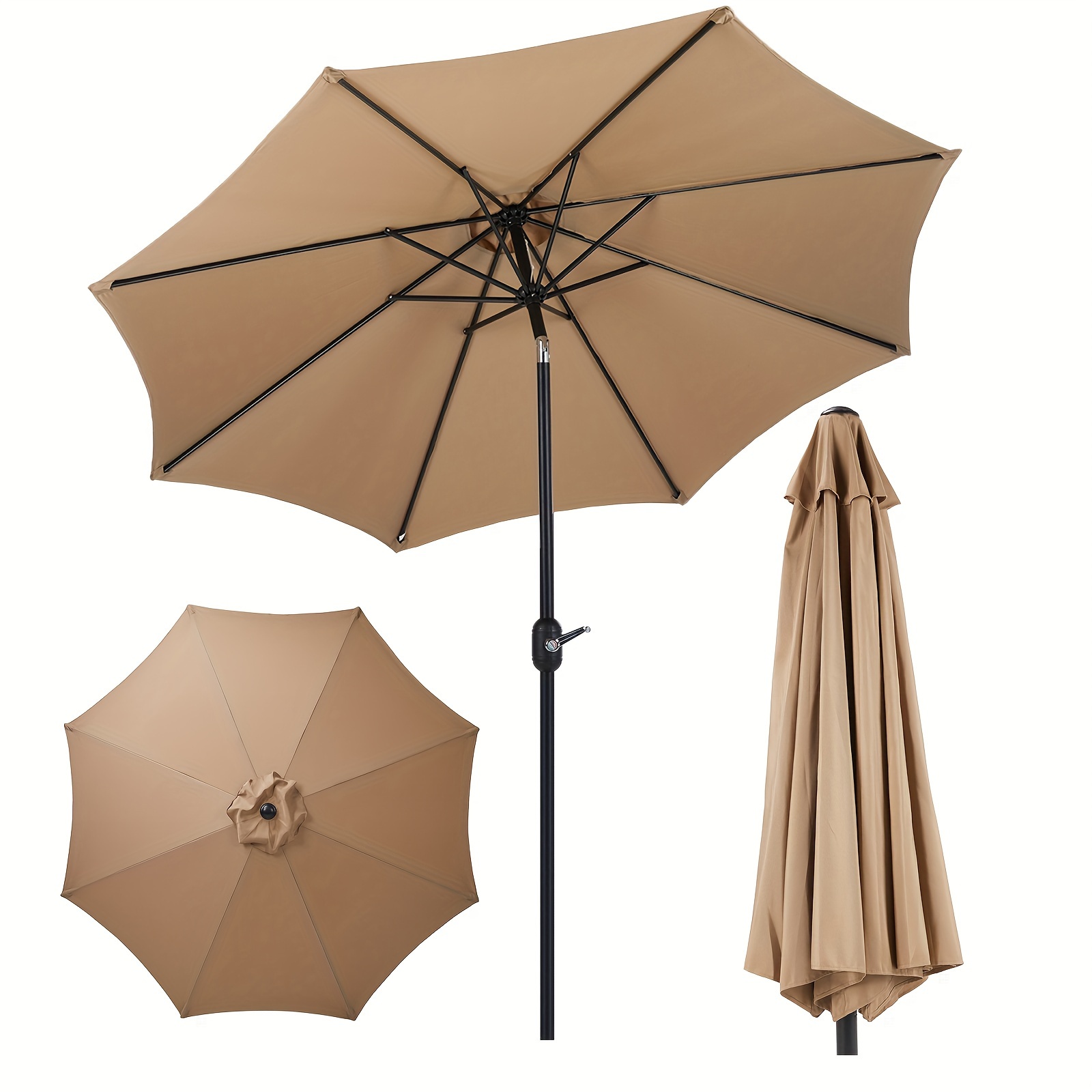 

9ft Outdoor Patio Umbrella With Push Button Tilt And Crank System Outdoor Table Umbrella, Yard Umbrella, Market Umbrella