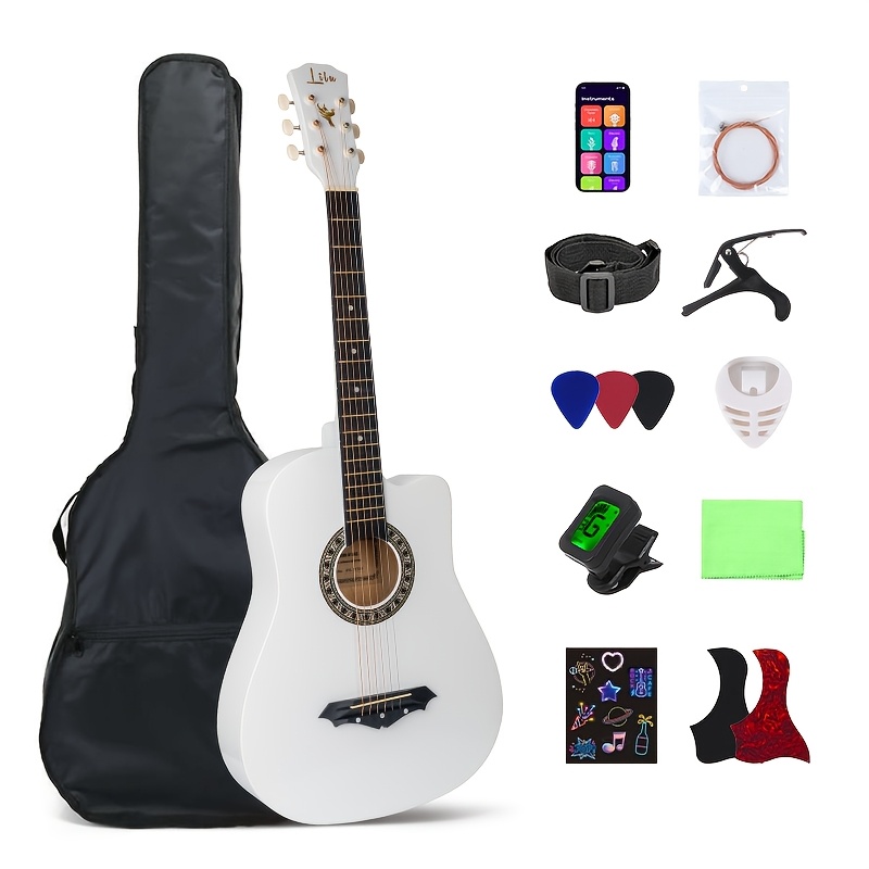 38-inch Basswood Acoustic Guitar, Gloss Finish Guitar Bundle,... product image 13