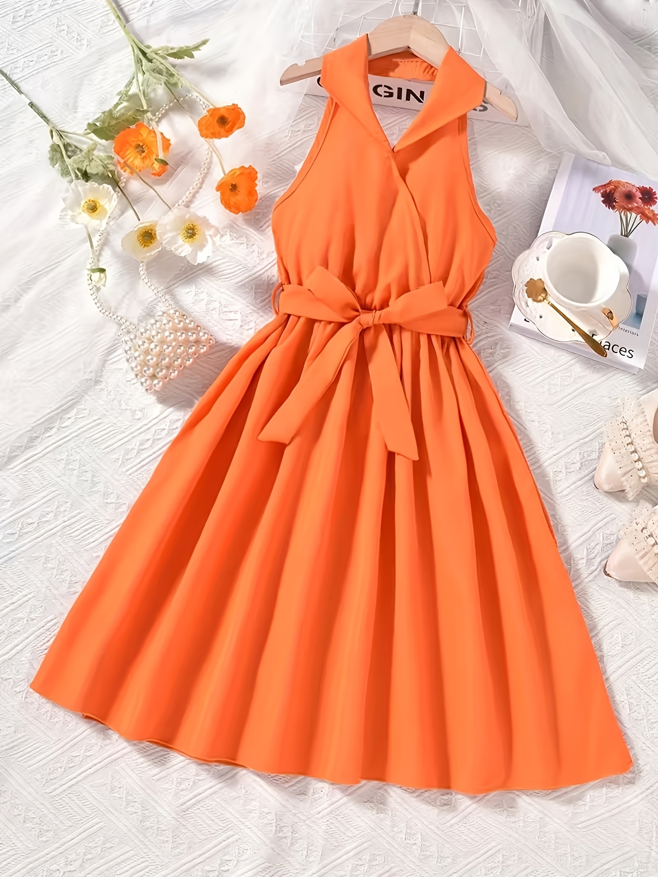 temu girl in orange dress orange outfit sold on Temu United States
