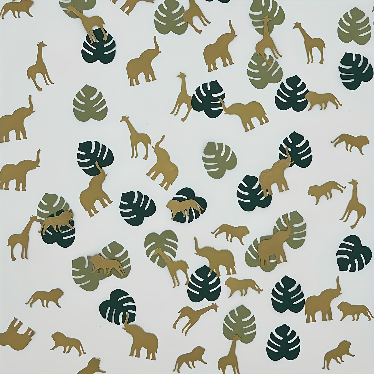 Image of 150pcs Animal Confetti Set - Mixed Color Paper Table Decoration With Elephant, Lion, Giraffe For Birthday And Holiday Party Supplies, Paper Material, For Christmas, Halloween