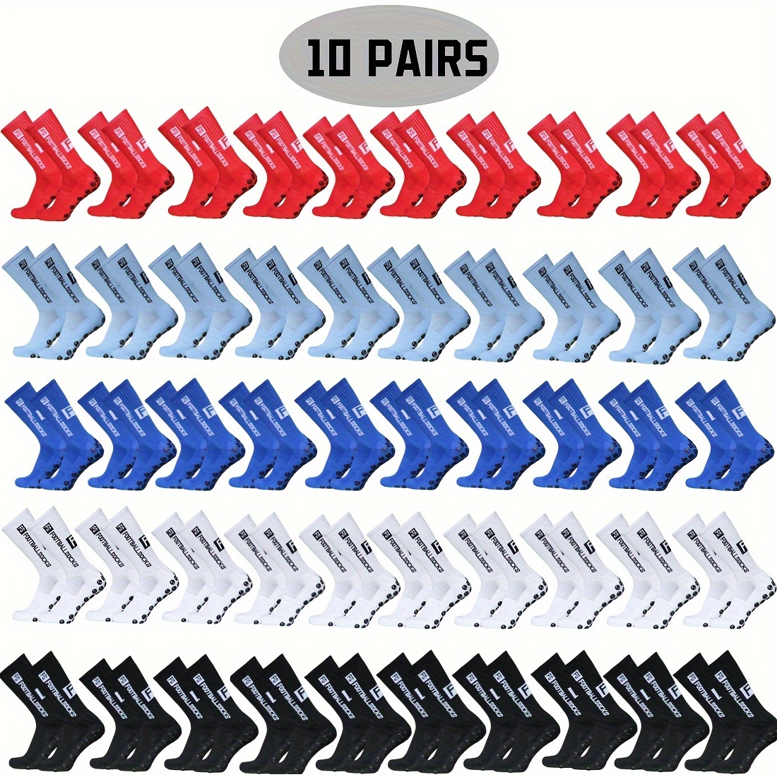 

Lixada 10 Pairs Outdoor Sports Running Socks Stretch Socks Athletic Football Soccer Socks Anti Slip Socks With Grips