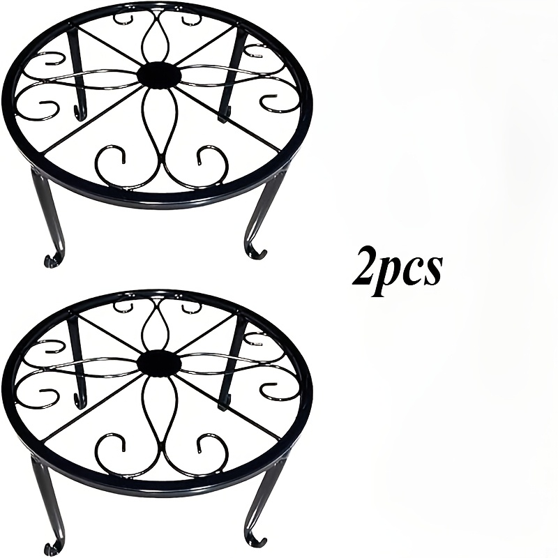

2pcs Vintage Floral Metal Plant Stand - Rust-proof, Indoor/outdoor Garden Holder