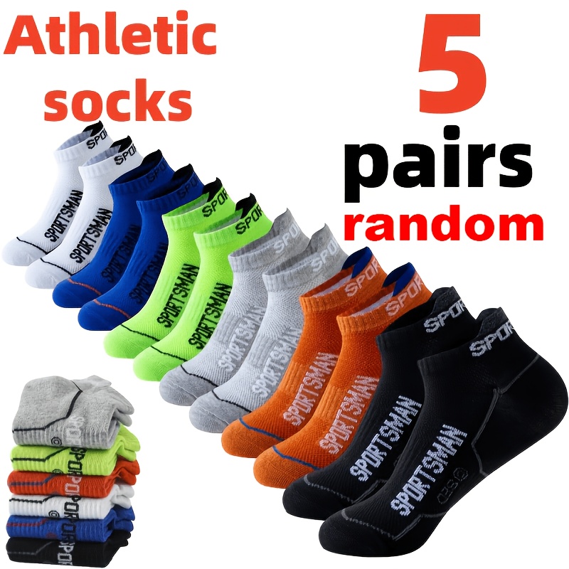 TEMU 5-pair Men's And Women's Sports Socks - Breathable, Moisture-wicking Low-cut Ankle Socks For Running, Sports, And Daily Wear - Comfortable For ,