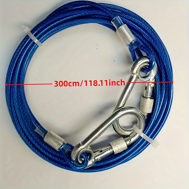 

Pvc-coated Steel Cable Dog Training Leash With Dual Hooks, 300cm/118.11inch - Chew-resistant Pet For Outdoor , Suitable For Dogs - & Strong Canine Lead