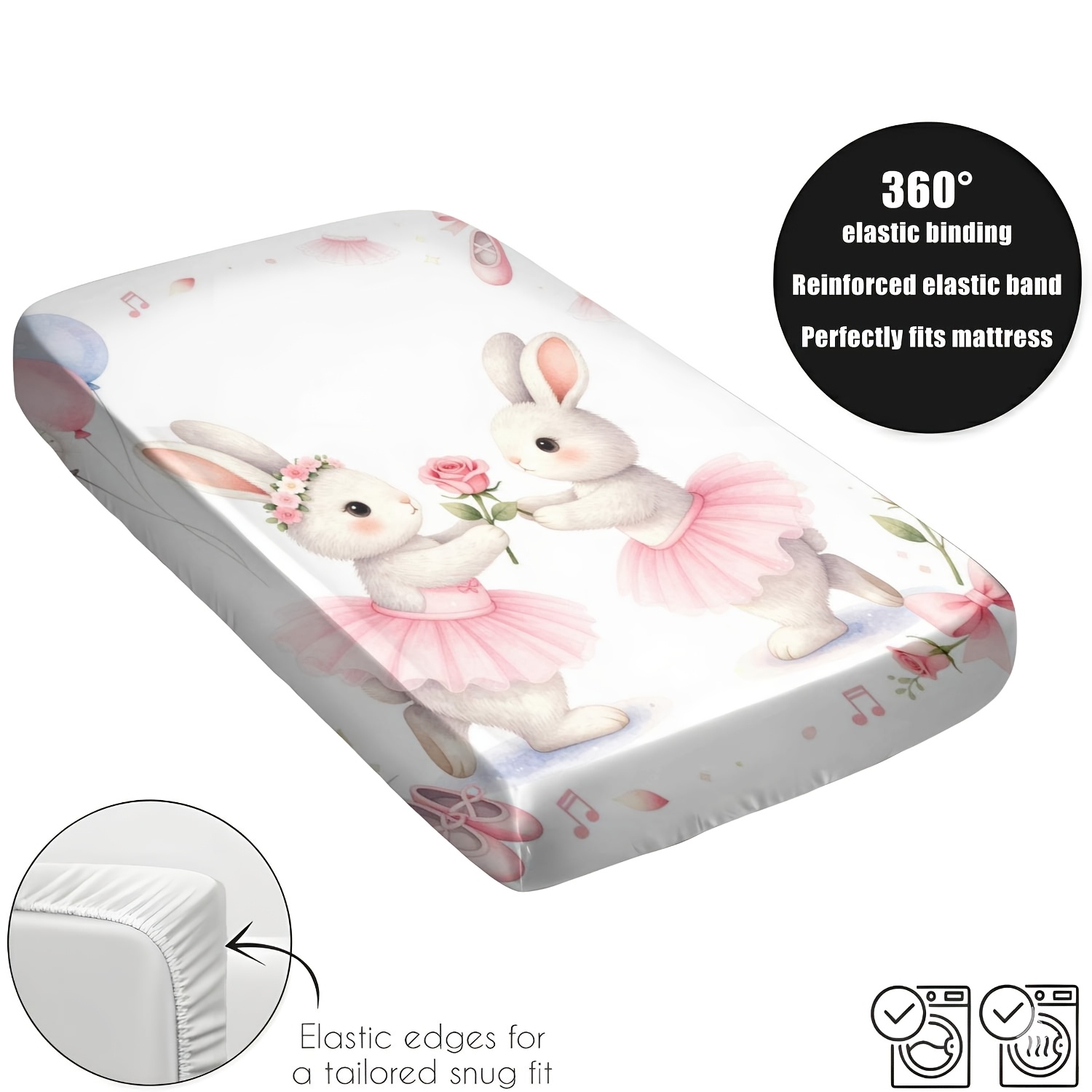 2/3pcs Sweet Ballet Themed Fitted Sheet Set