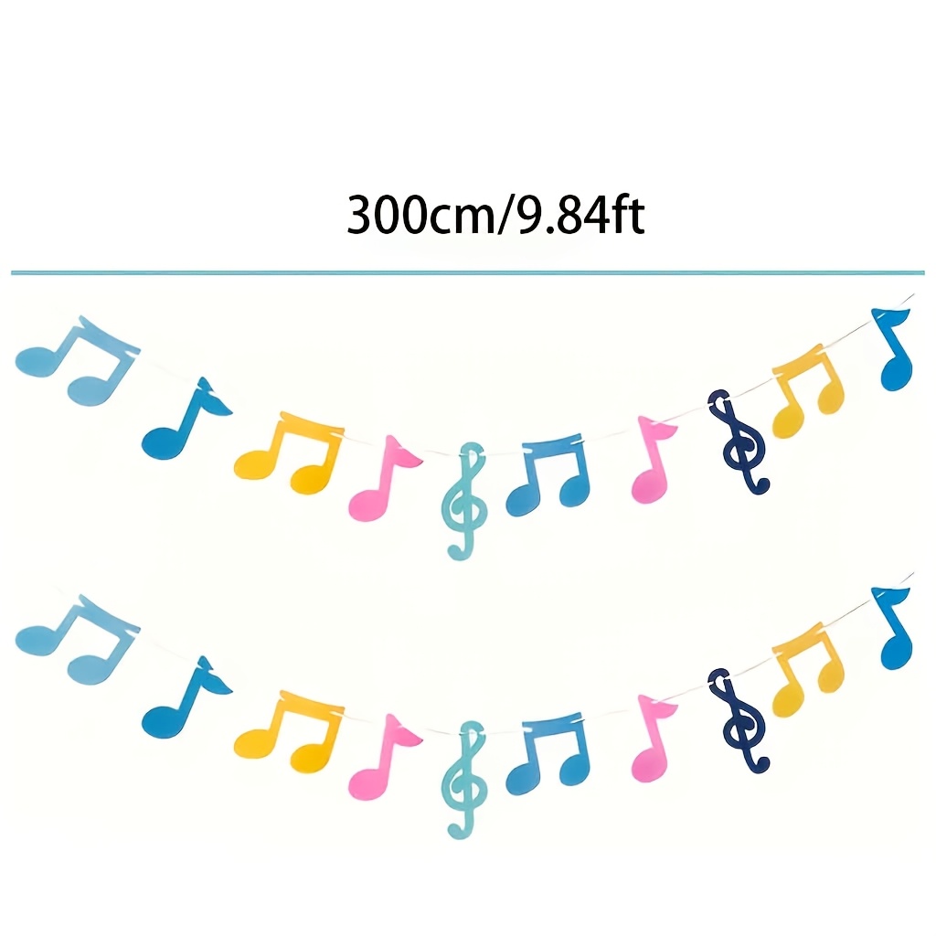 TEMU 2pcs Colorful Felt Musical Note Banner Perfect For Party And Event Decorations, -themed For Party Decoration Set Is Ideal For Family Gatherings