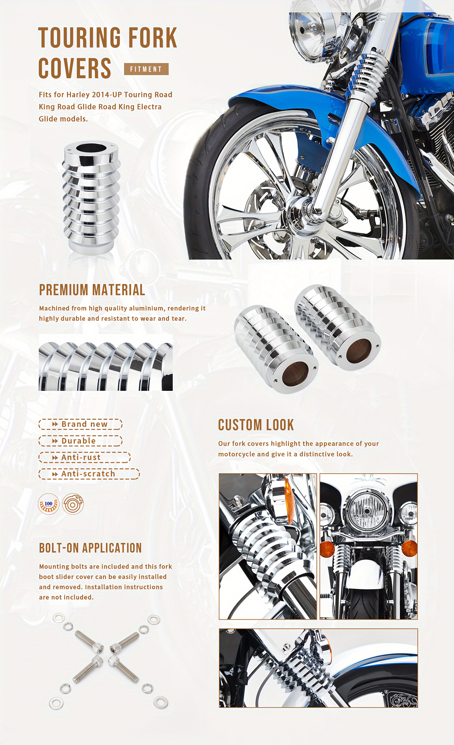 retro fork boots slider cover harley touring 2014 Temu