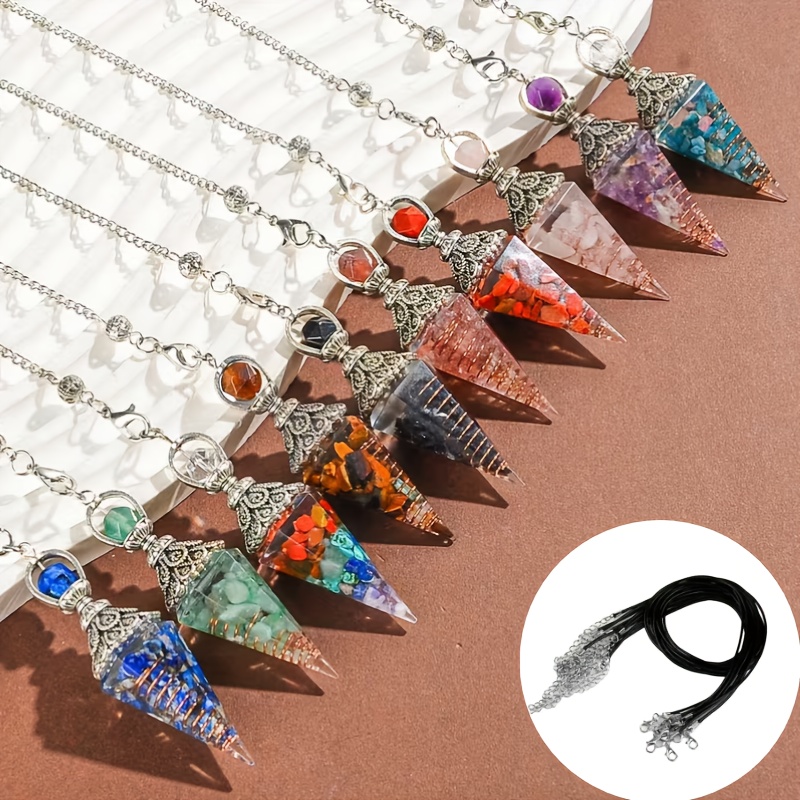 TEMU Set Of 10pcs (5 Sets) Featuring Colorful Pendulum Pendants Made Stone And Resin - Perfect For Home Decoration And Gifting
