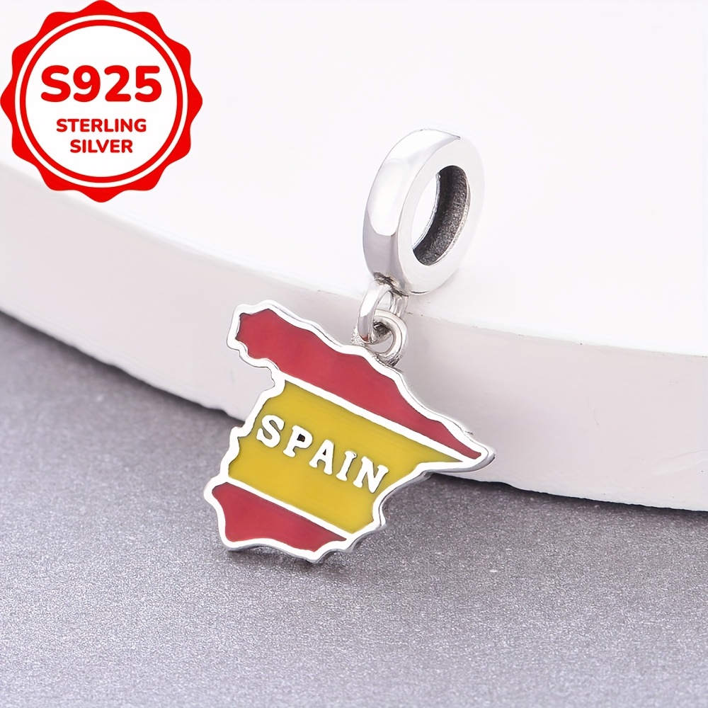 

1pc 925 Sterling Silvery National Commemorative Charms Beads Making, For Gifts