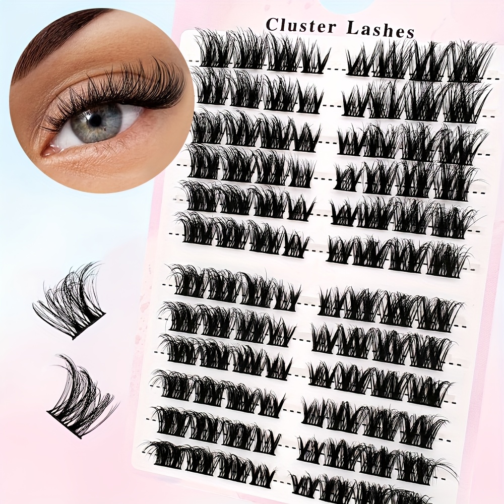 Diy Cluster False Lashes Fluffy, C , Mixed Lengths 8mm-16mm, 96 Clusters Fluffy Individual Extensions Natural Look Lashes