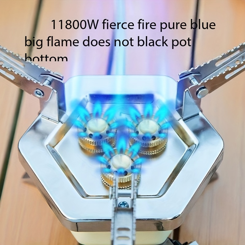 TAKU MURANO Portable Gas Camping Stove - Compact, Windproof, Quad Burner Design with Piezo Ignition, Ideal for Hiking, Outdoor Activities - 1pc, Includes Carrying Bag