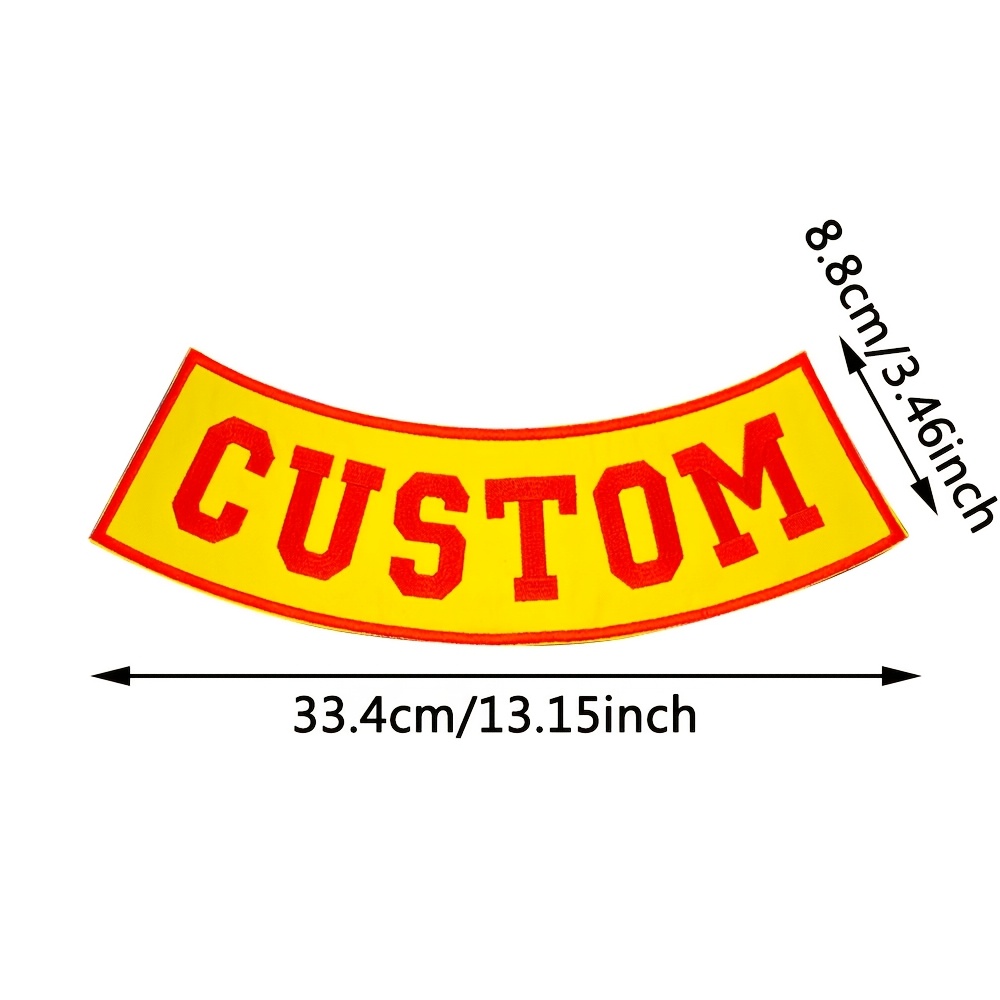 TEMU [open Customized Products] Customize 1 Large Red And Yellow Banner Embroidered Leather Vest Cloth Patch Cycling Suit Decorative Cloth Patch With