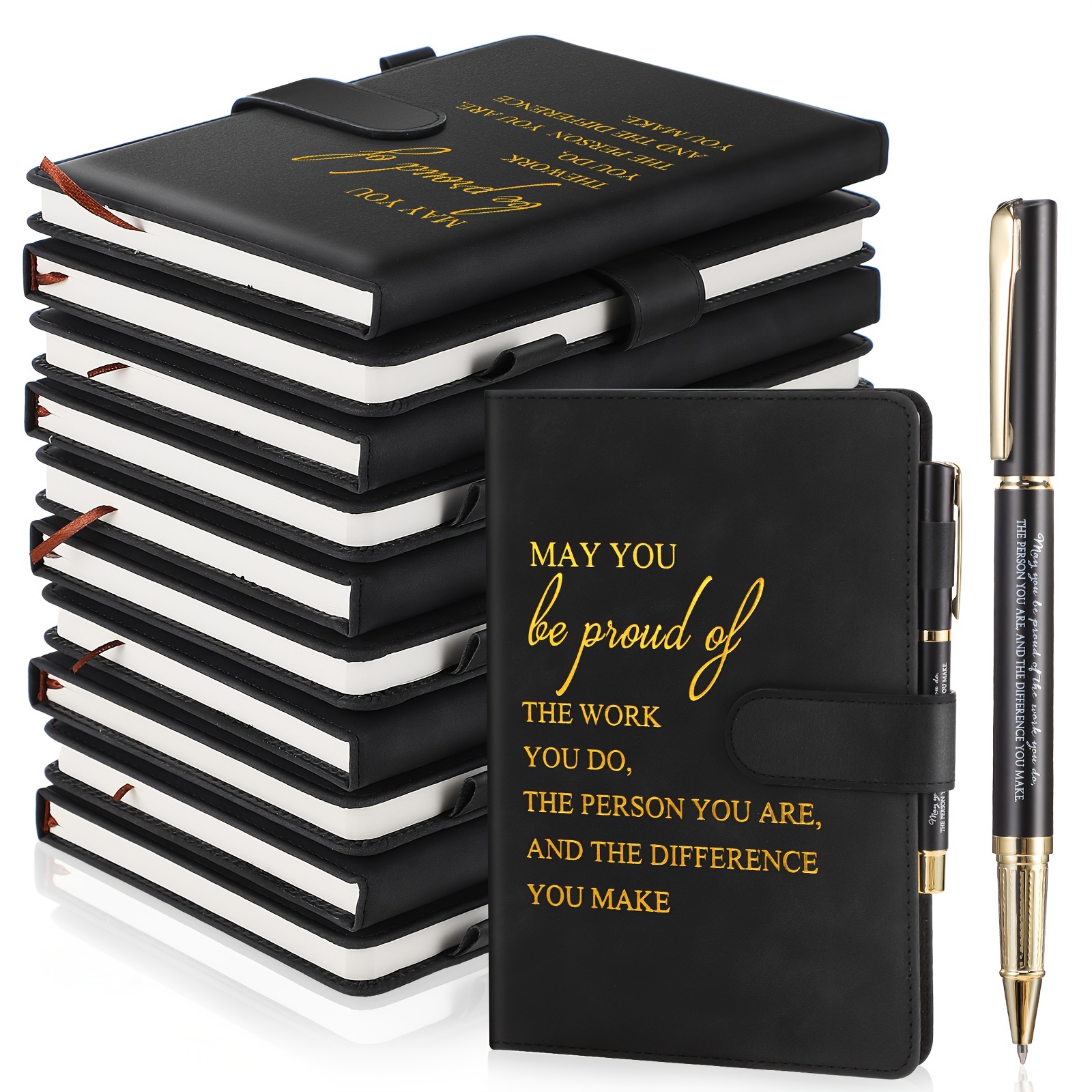 

40pcs Employee Appreciation 20pcs Inspirational A5 Notebooks 20pcs Motivational Pen For Christmas Management Day Accounting Appreciation ()