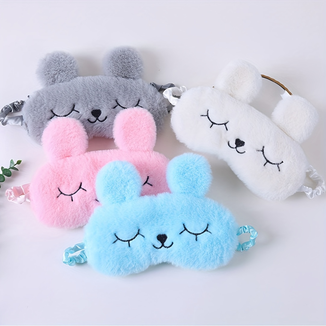 

Cartoon Plush Rabbit Eye Mask With Eyes, Comfortable Light Blocking Travel Portable Sleep Eye Mask