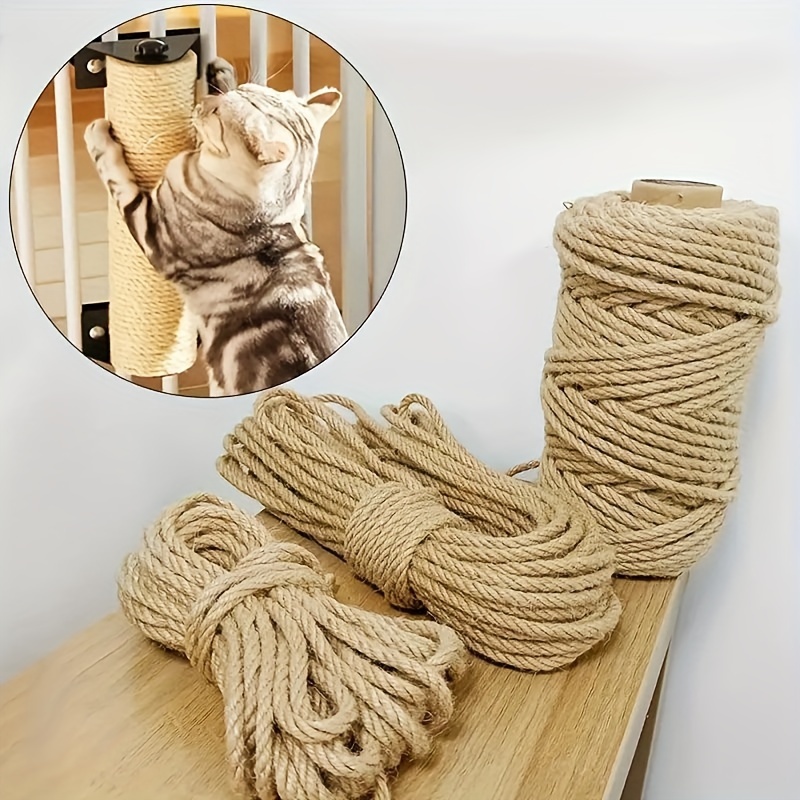 98ft Jute Rope for DIY Cat Scratching Post and Furniture Renovation -  Durable Craft Rope for Repairing Cat Tree Scratcher Tower and Indoor Cat  Scratch