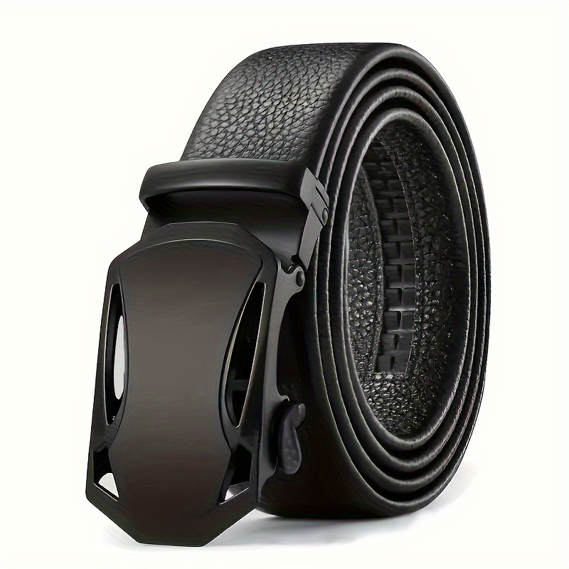 

Minimalist Style Black Leather Belt, Men's Casual Automatic Buckle Belt, Business Versatile Automatic Buckle Student Belt