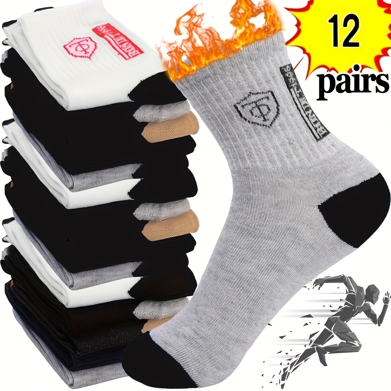 12/6pairs 's Socks, Mid-calf Socks, Suitable For , Fashionable And Versatile Sports Socks, Suitable For Indoor And Outdoor, Durable And Comfortable, Casual Office Socks, For Travel And Work