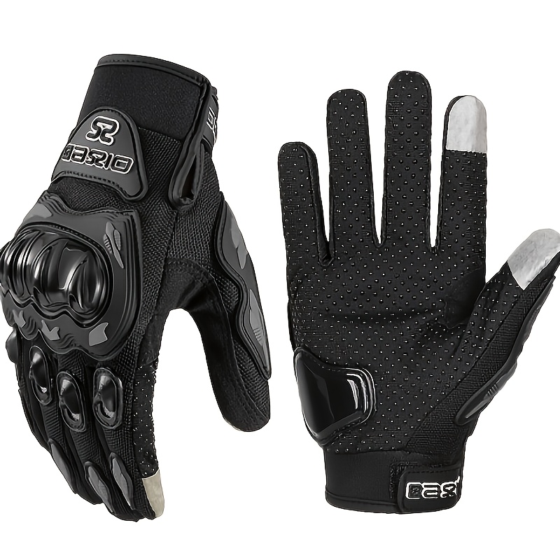 1 Pair Spring/Summer Motorcycle Riding Gloves - Breathable Mesh & Durable Synthetic, Adjustable Hook & Loop Closure, Ergonomic Design for Enhanced Grip & Comfort, with Accents, Motorcycle Riding Gear, Outdoor Sports Gloves, Sleek Glove Design