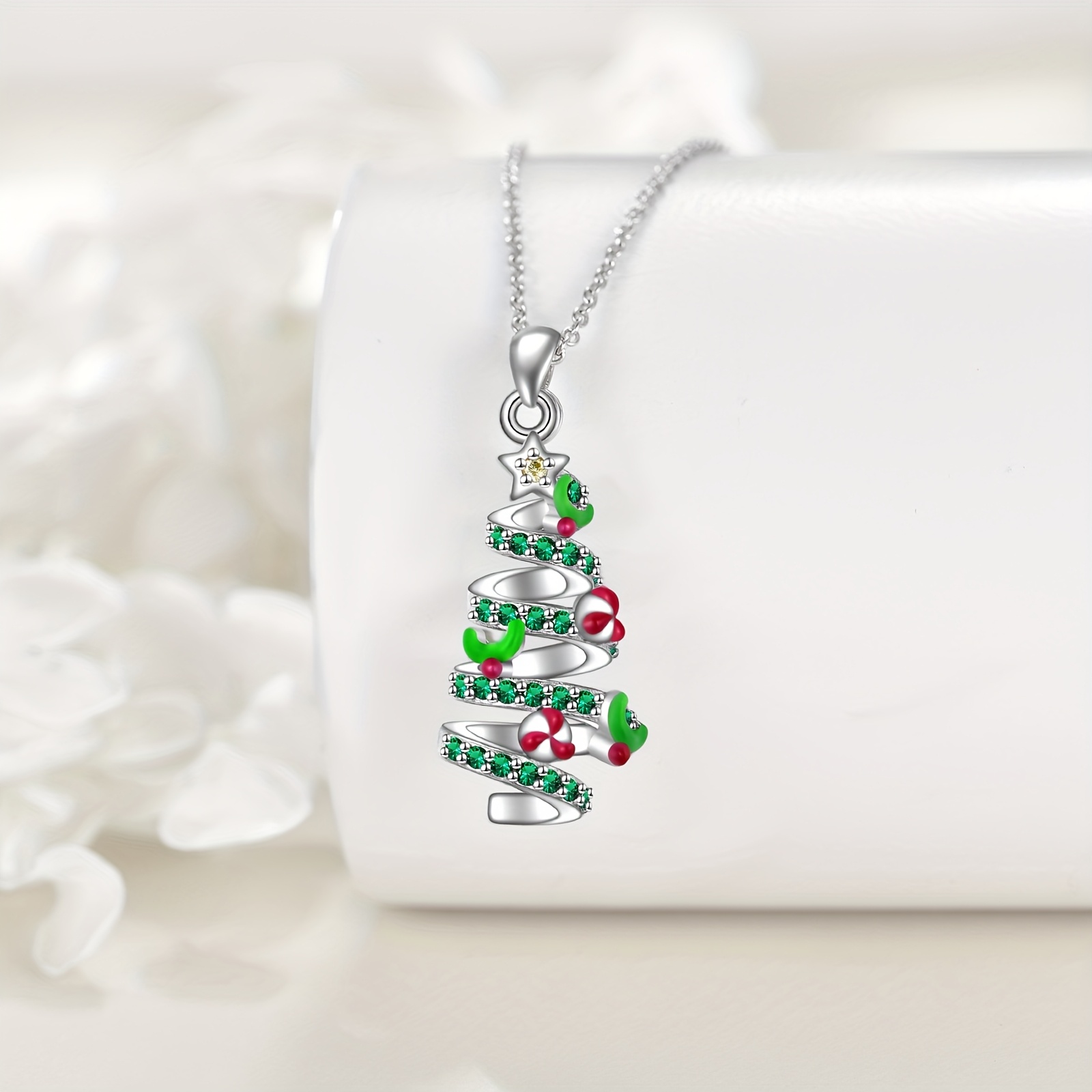 Women's S925 Sterling Silver Christmas Tree Necklace — Festive Gift