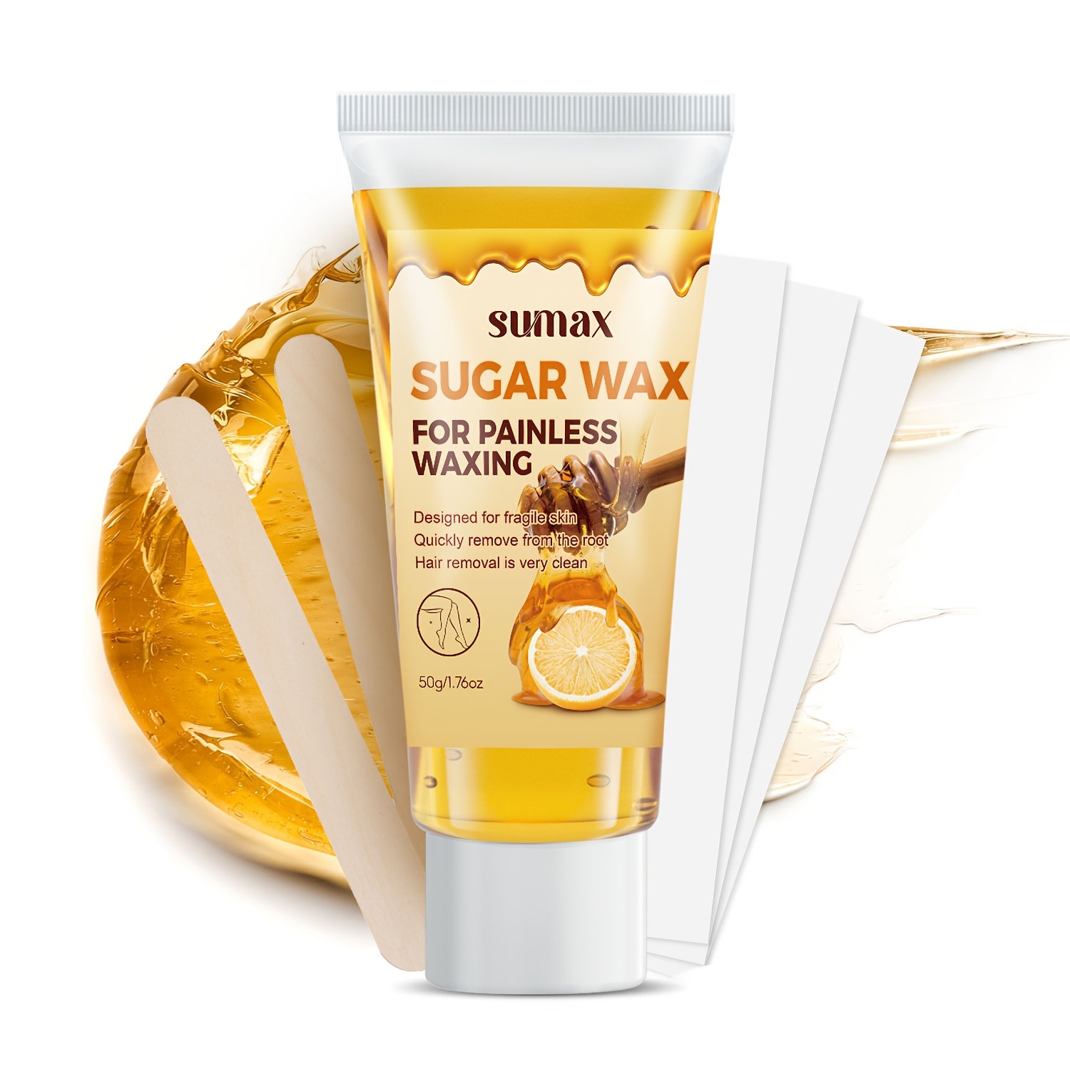 Image of Sumax 1.76oz Removal Beeswax, Strong , Precise Hair Removal, Honey Combined With Lemon, Gentle Nourishment, Keeping The Skin Hydrated. Portable Transparent Tube, Suitable For Home And Travel Use
