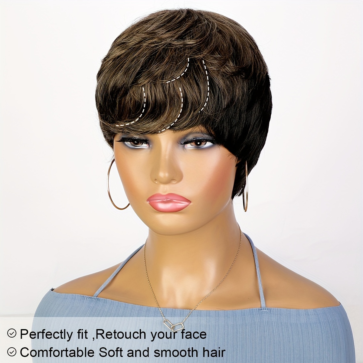 short pixie cut wigs with bangs for women synthetic straight layered wigs short bob wigs for women