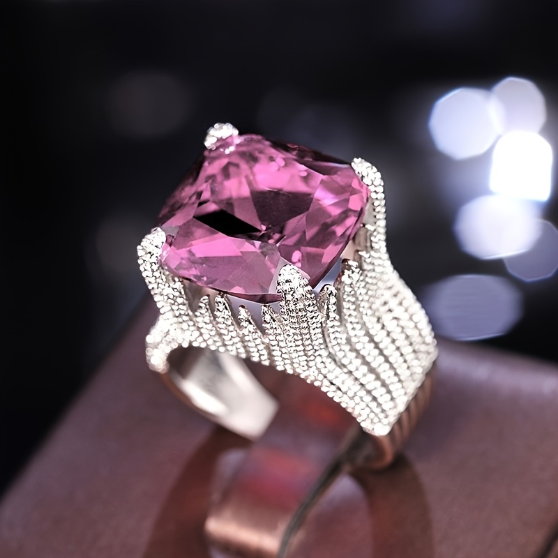 Women's Light Luxury Oversized Square Zirconia Engagement Ring