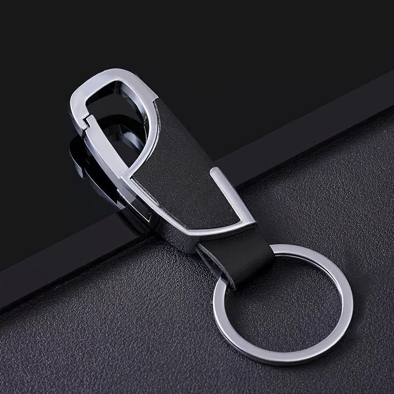 Men'S Car Keychain Creative Simple And Fashionable Door Lock Keyring Waist Hanging Metal Keychain Faux Leather Keychain Car Key Gift