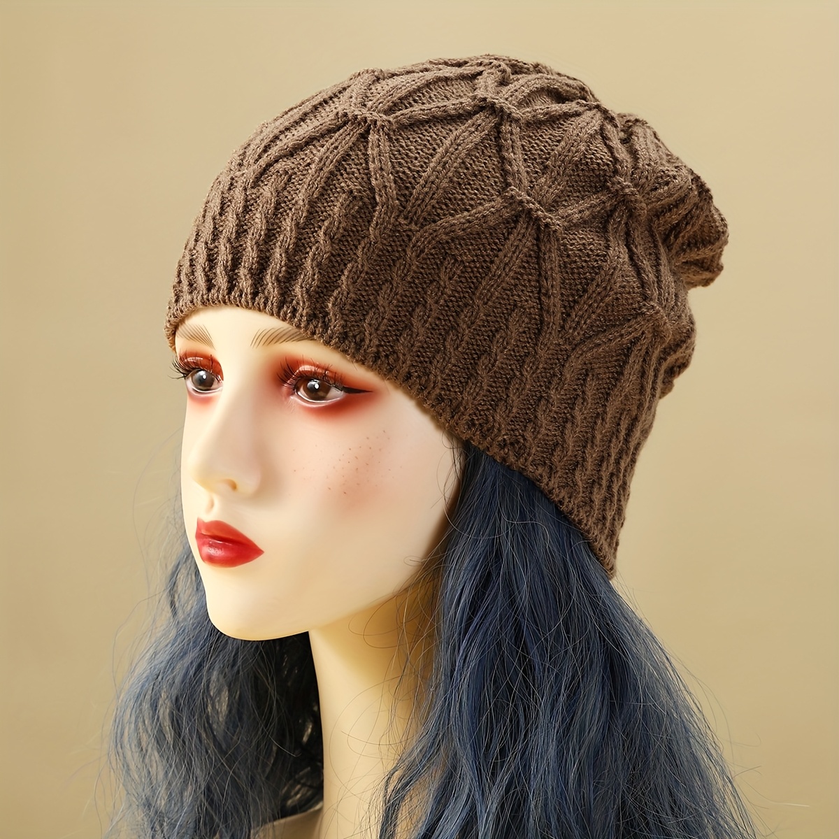 Unisex Single-Layer Cable Beanie, Windproof Ear-Protecting Hat