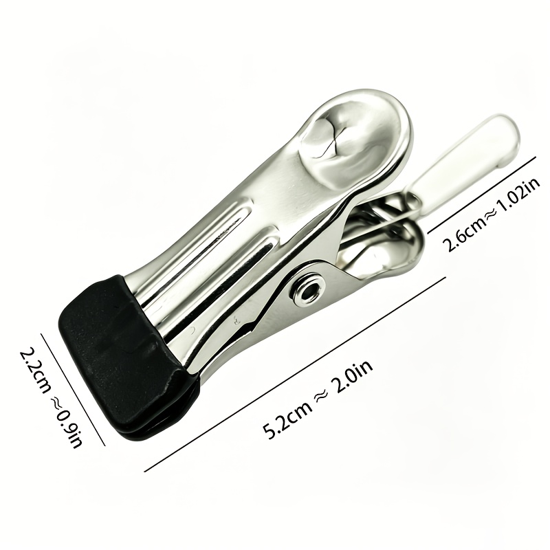 8pcs Detachable Chain Stainless Steel Clips - Windproof & Non-slip | Multipurpose For Hanging Handbags, Beach Towels, Clothes | Home Food Sealing & Storage, Clothes Pins