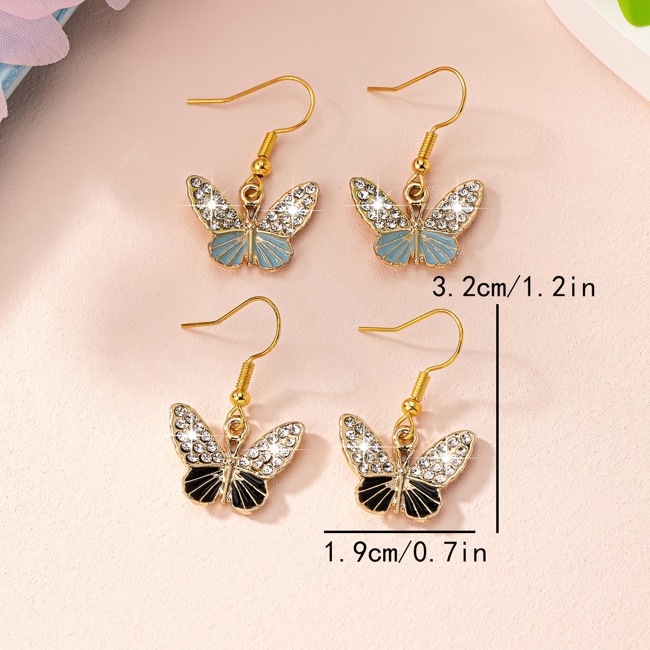 Gothic Style Vintage Sparkling Butterfly Earrings, Gift for Her
