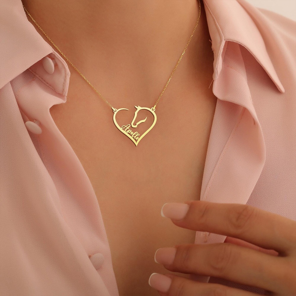 Personalized Stainless Steel Equestrian Name Necklace — Custom Gift