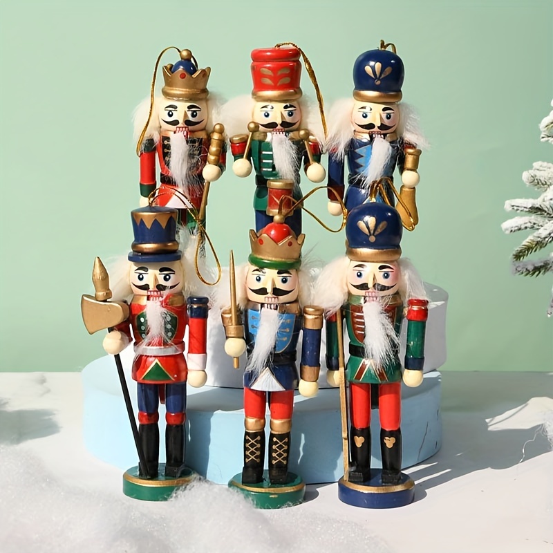 

Vintage Fairy Nutcracker Set, 6-piece Ornaments, Handcrafted Christmas And New Year Decor, Manufactured Wood Collectible Figurines, Multi-room Decorative Nutcracker Ensemble, No Electricity Required