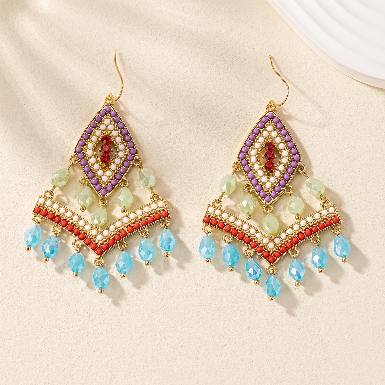 Women's Bohemian Inlaid Rhinestone Tassel Dangle Earrings