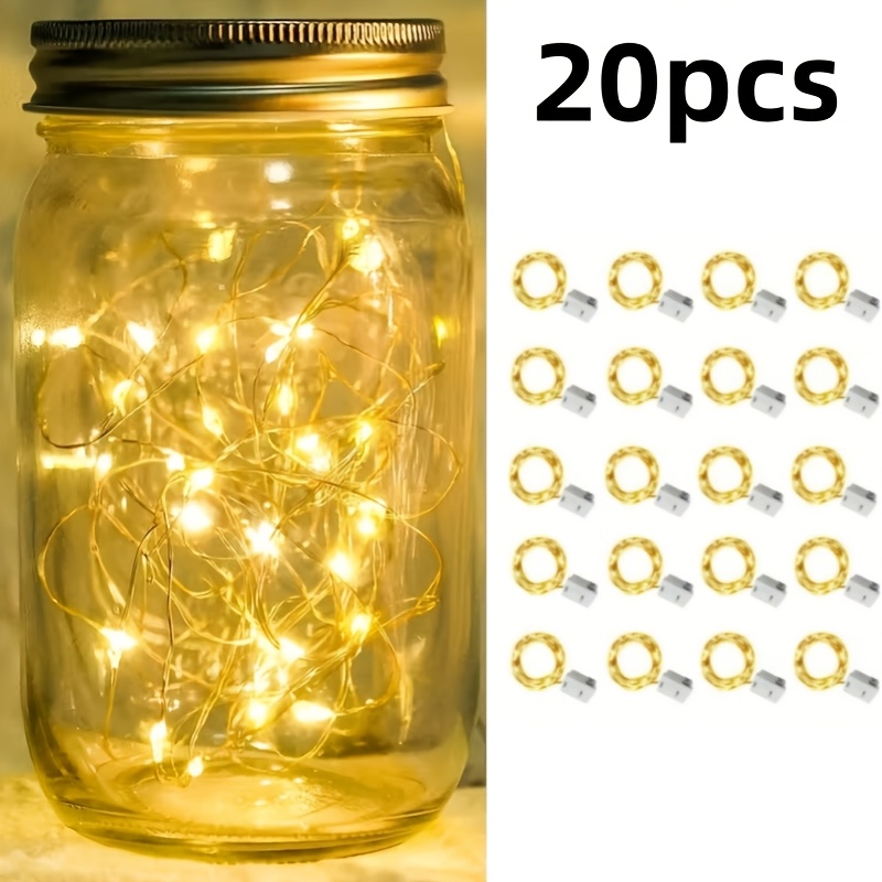 TEMU 20pcs Fairy Tale Lamp Battery Operated String Lights - 5.8ft 20 Leds Mini Lights With Silvery Wire Firefly Starlight For Diy Bedroom, Ideal For