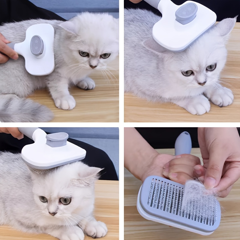 2pcs Pet Massage Comb Set, Pet Hair Removal Grooming Brush, Flea And Floating Hair Removal, One-Button Easy Loose Undercoat Removal Tool for Dogs And Cats, Pet Comb, Flea Comb