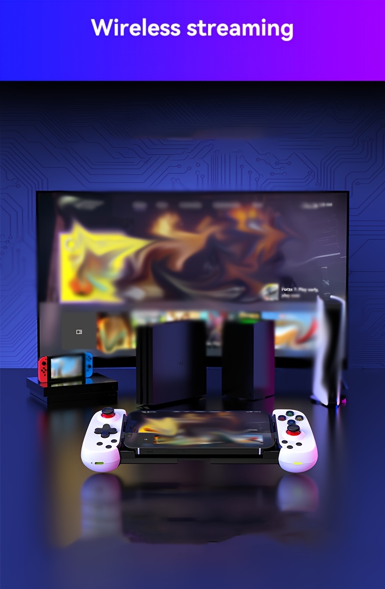 Wireless Dual Motor Vibration Game Controller with Carbon Film Joystick & Cool LED Backlighting - Compatible with Android, PC, Switch, iOS - Not for PS4, Rechargeable Lithium Battery, Multi-Platform Controller|Modern Gaming Controller|Dual Motor Vibration