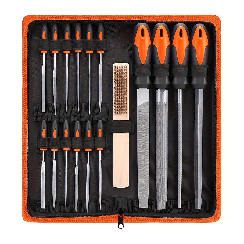 

1set 17-in-1 File Tool Set, T12 Die Alloy Steel, , Triangular, -round, Round Files, Suitable For Woodworking, Metalworking And Diy Projects