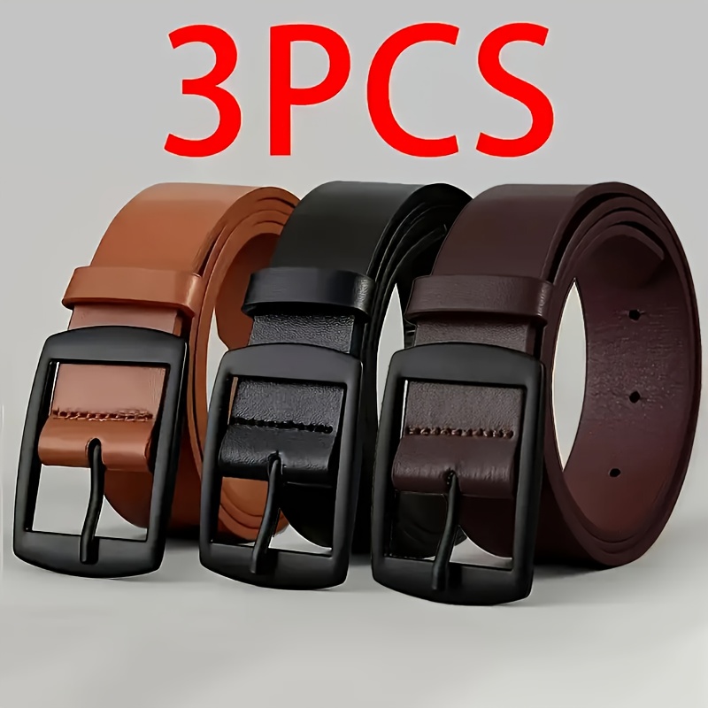 TEMU 1/2/3pcs Men's Fashion Belt With Alloy Pin Design, In Options – Stylish For Jeans. Premium , Durable Finish, Shiny Alloy Head, Casual Business
