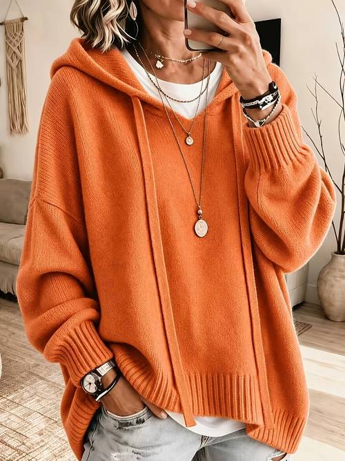drawstring hooded loose sweatshirt elegant versatile drop shoulder long sleeve pullover for home office and