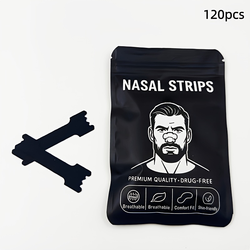 Image of 120pcs Black Breathable Nose Strips, Soft Lightweight Flexible Adhesive Strips, For Sports, Running, Cycling, Work And Daily Activities