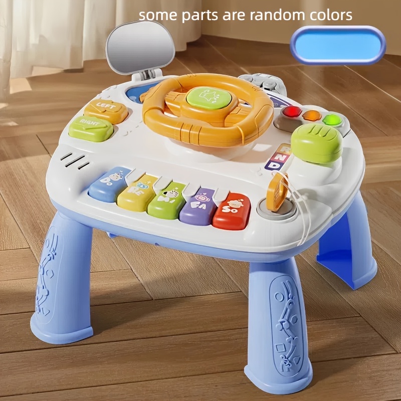 Interactive *' Activity Center Table Multifunctional Early Learning and  Music Toy with Colorful Buttons, Steering Wheel, and Musical Notes