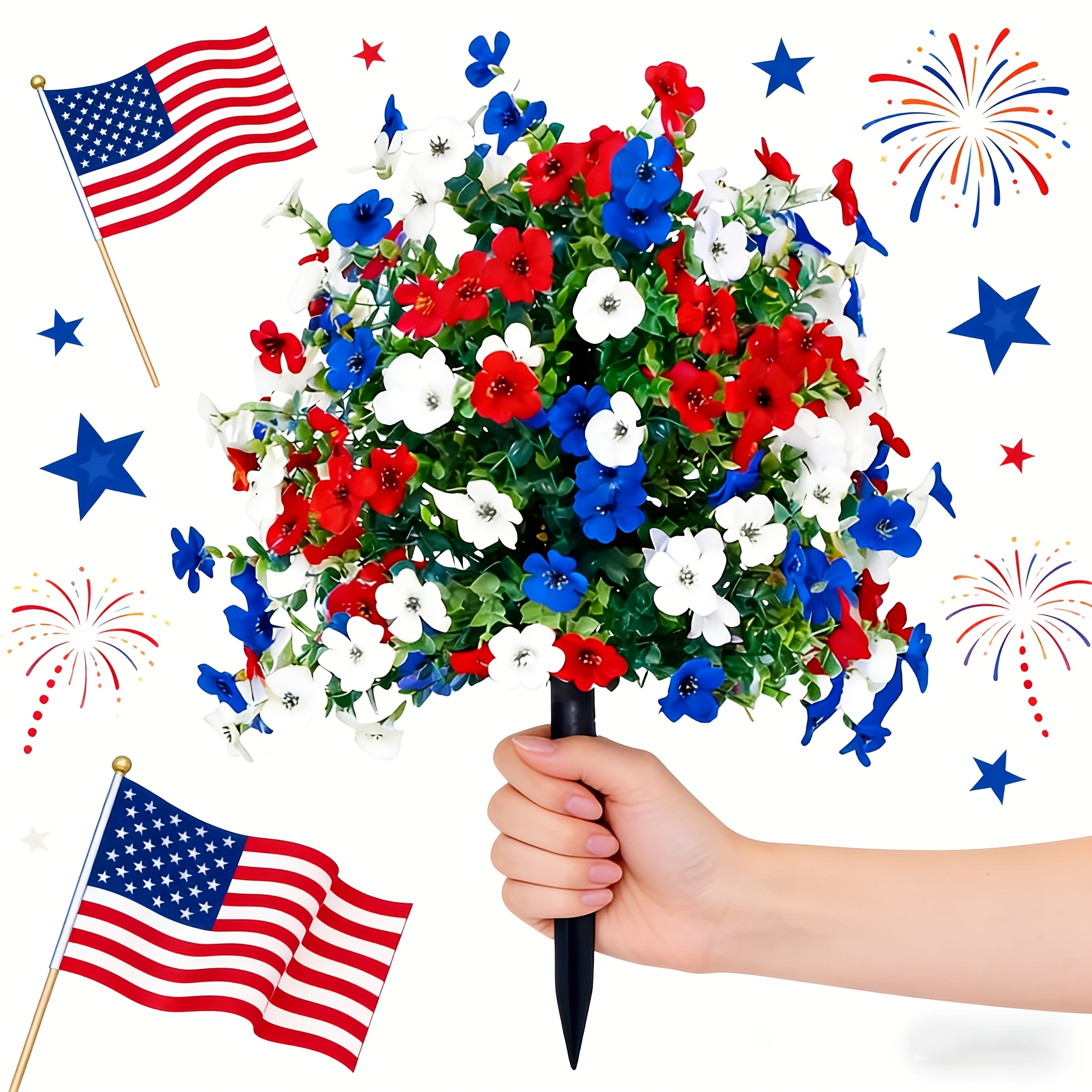 1pc     artificial violet bouquet ground plug low cost indoor and outdoor decoration   memorial day   theme festival scene   decoration