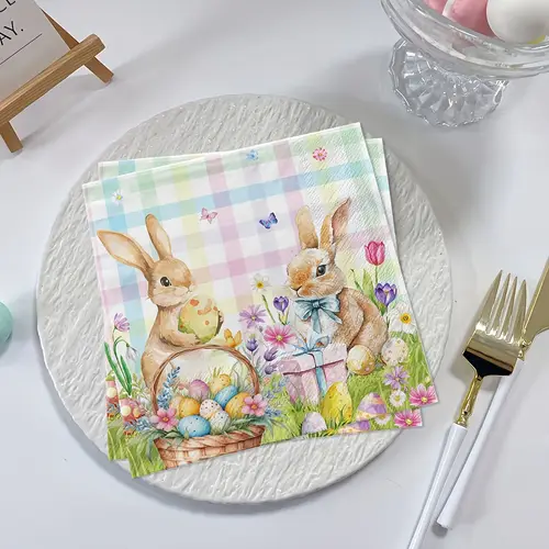 20pcs 40pcs easter rabbit theme napkins disposable add festive atmosphere suitable for easter parties and spring celebrations