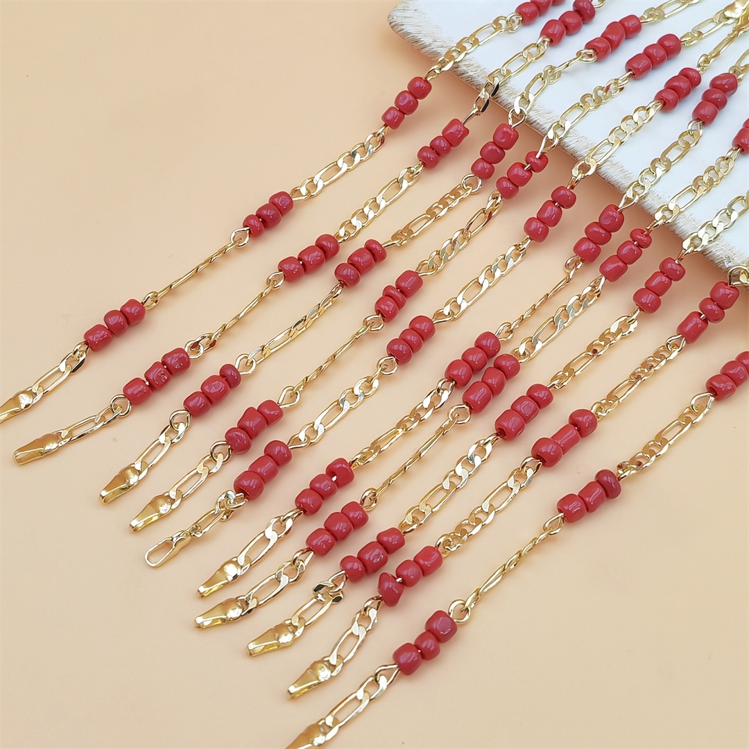 

Elegant 18k Golden-plated Copper Bracelet With Red Beads - Fashionable Chinese Style, Ideal Valentine's Gift