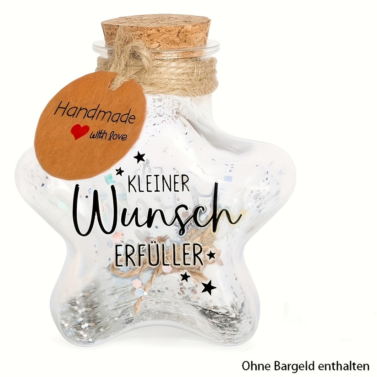 Image of Wishing Bottle With Cork Stopper And Small Wish Sticker Gift, Glitter Sequin Gift. Suitable For Birthdays, Baptisms, Ceremonies, Weddings, And Christmas Gifts