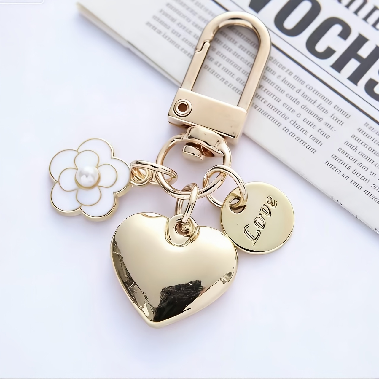 TEMU 1 pz Ciondolo Portachiavi a Cuore in con Accessori Metallici Carini, e Lettere, Custodia per Auricolari e Ciondolo per Borsa